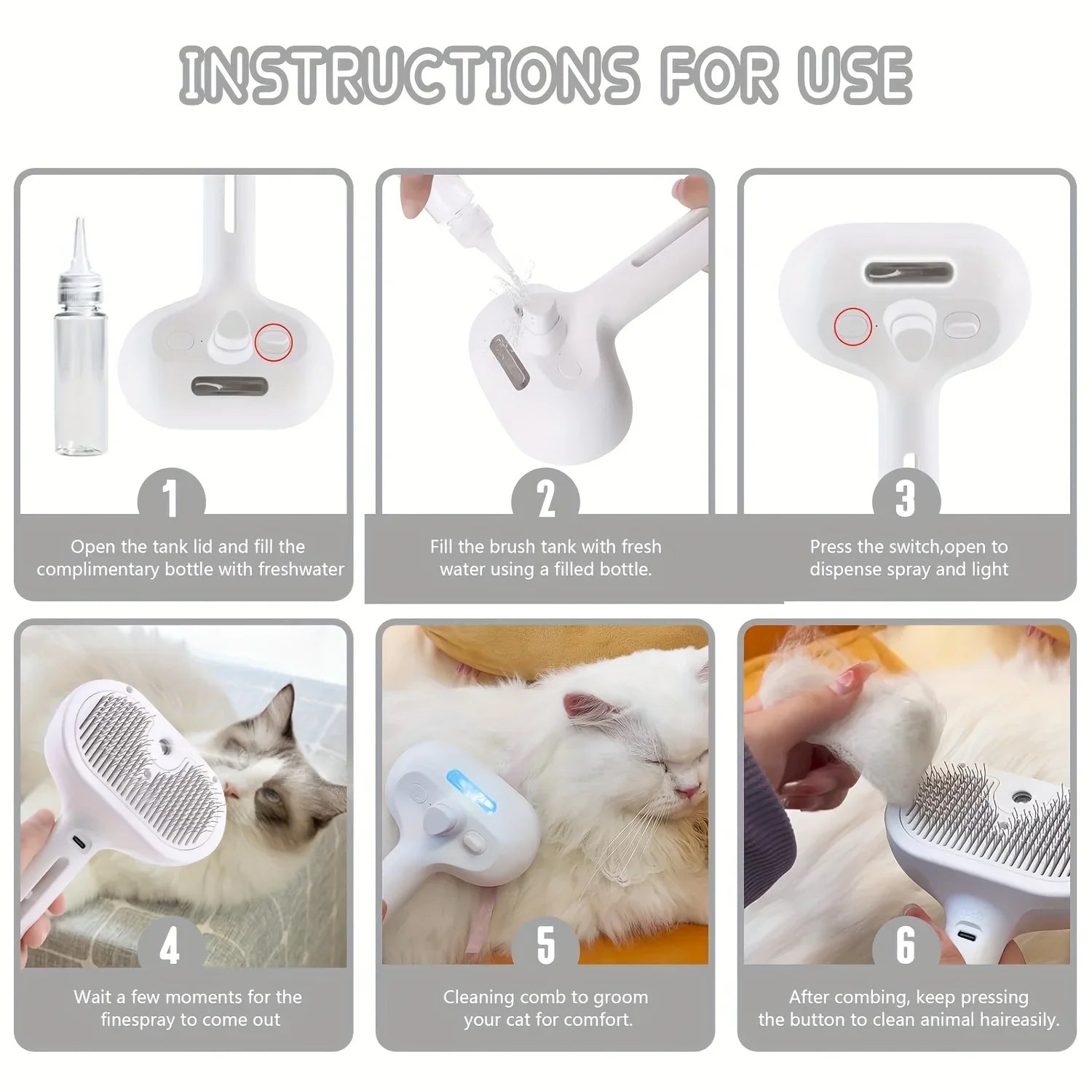 Brosse Vapeur Autonettoyante pour Chiens et Chats